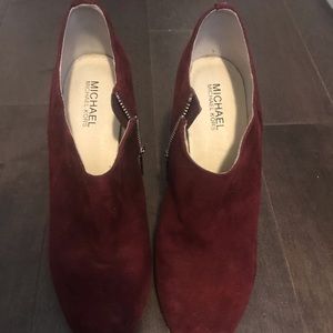 Burgundy heeled booties